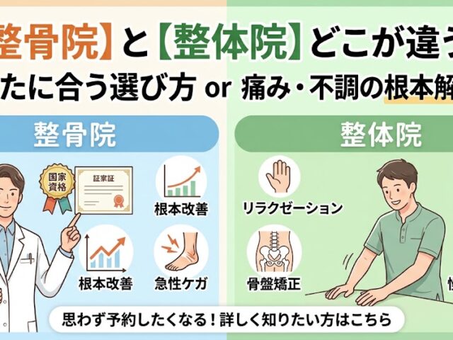 整骨院と整体院の違いとは？あなたに合う選び方と根本改善への近道